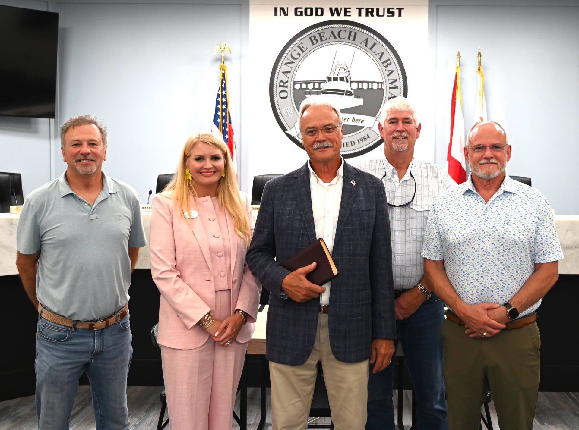 Orange Beach Council Members: (L to R) Robertson, Harrelson, Simpson, Silvers, Stuart