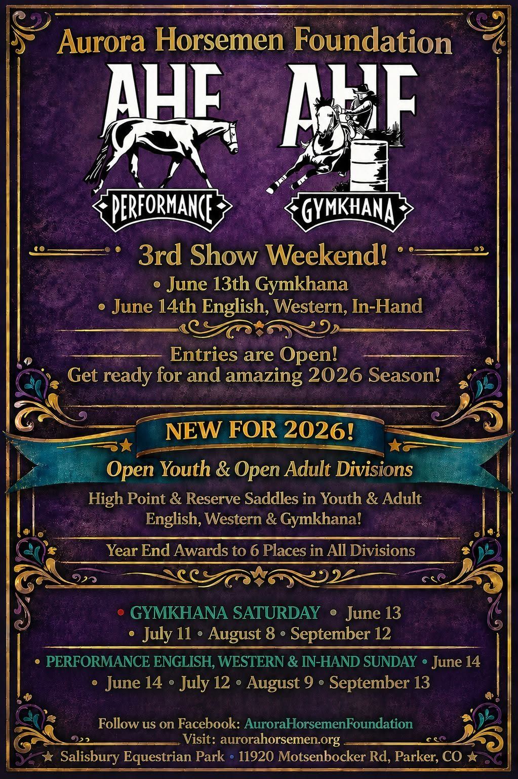 Aurora Horseman 2026 Summer Saddle Series Show Poster