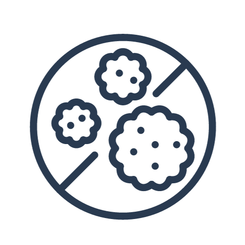Three blue cookie icons crossed out inside a circle, indicating no cookies