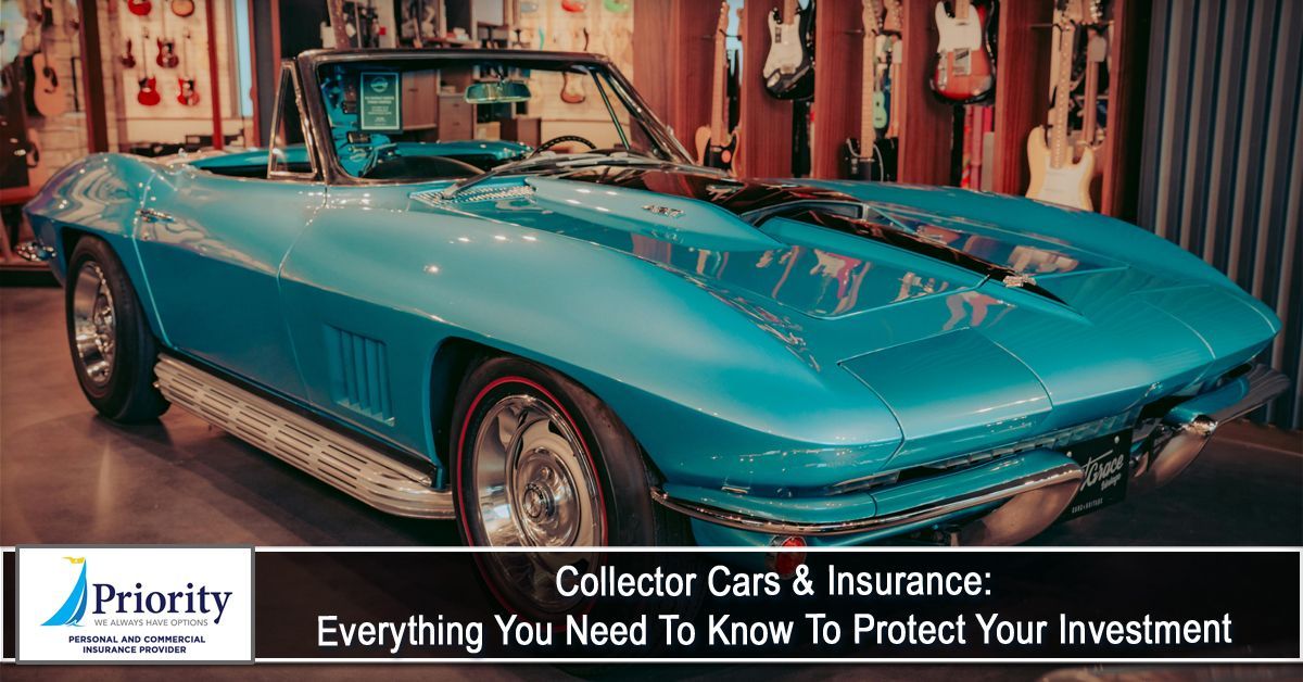 A blue vintage Corvette convertible. 