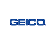 GEICO logo: Blue text on white background.