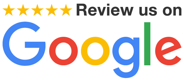 Google logo with five gold stars and text 