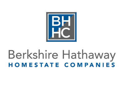 Logo for Berkshire Hathaway HomeState Companies, featuring a blue and white square with “BH HC” and the company name.