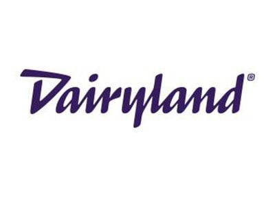 Dairyland logo in purple script on a white background.