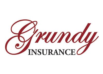 Grundy Insurance logo in burgundy script. Below is the word “INSURANCE” in black.
