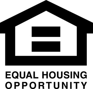 Black house with an equal sign, text: Equal Housing Opportunity.