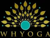 A logo for whyoga with a peacock and leaves