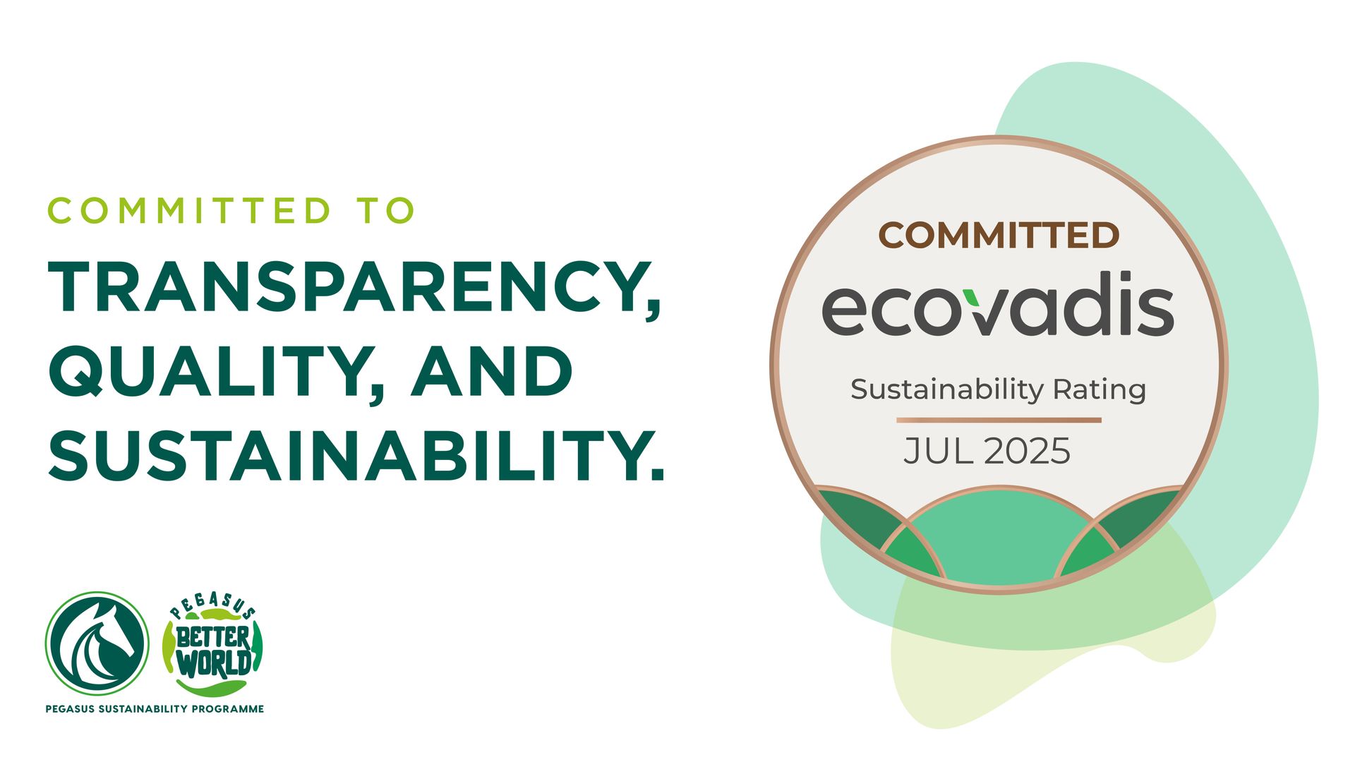 A logo for a company that is committed to transparency , quality , and sustainability.
