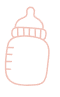 Pink outline of a baby bottle with measurements.