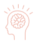 Outline of a head with a brain, radiating light; concept of an idea.