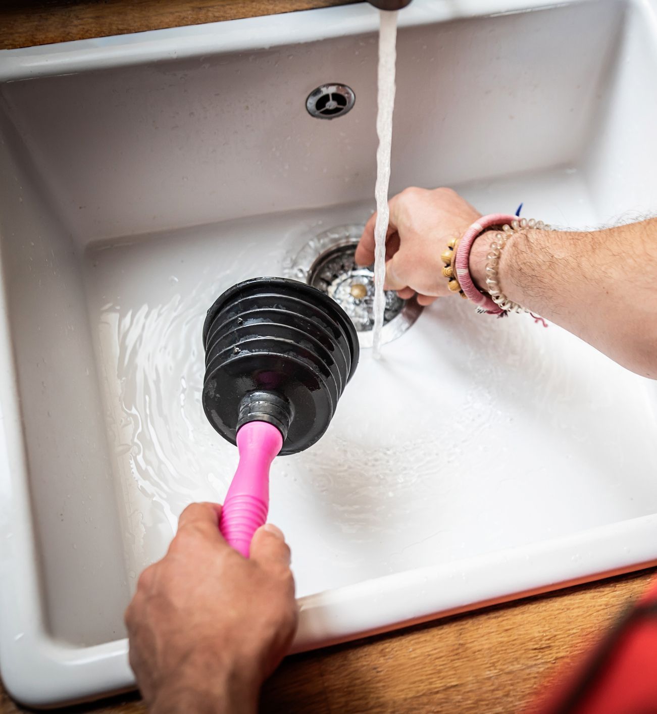 Using Pump On A Clogged Drain — Lansdale, PA — Abbey Plumbing & HVAC Using Pump On A Clogged Drain — Lansdale, PA — Abbey Plumbing & HVAC