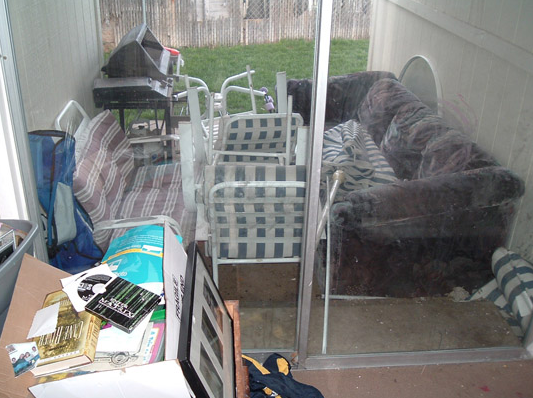 Before photo of junk inside a house
