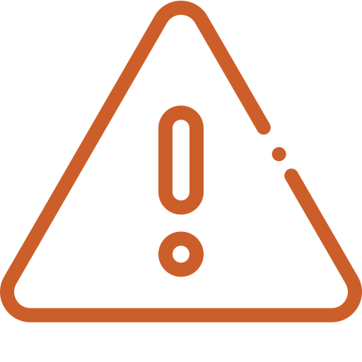Orange warning triangle with an exclamation mark.