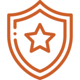Orange shield with a star inside.