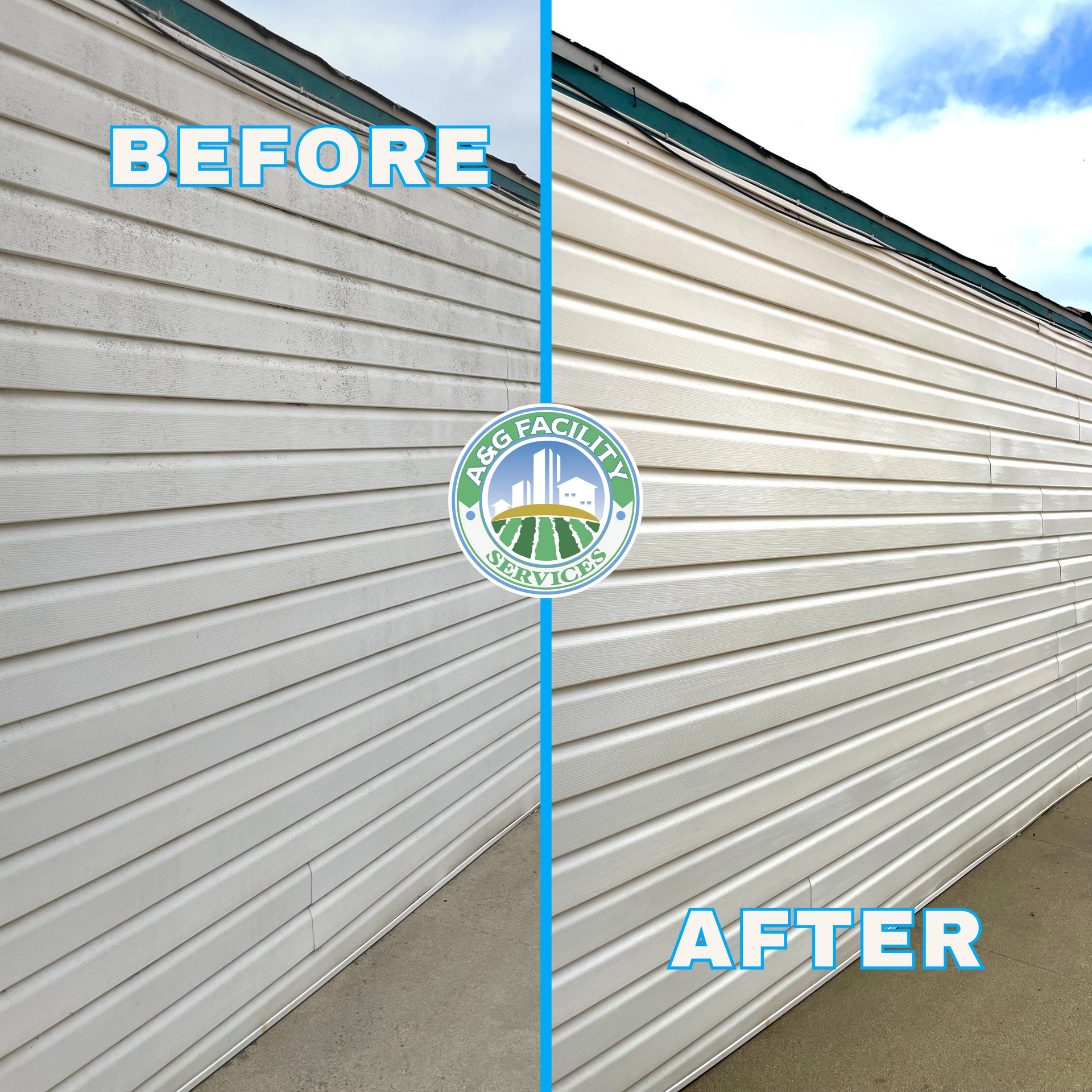 A before and after picture of a white wall