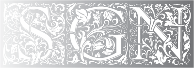 Decorative white floral pattern with ornate letters &ldquo;RGEN&rdquo; on a gray background