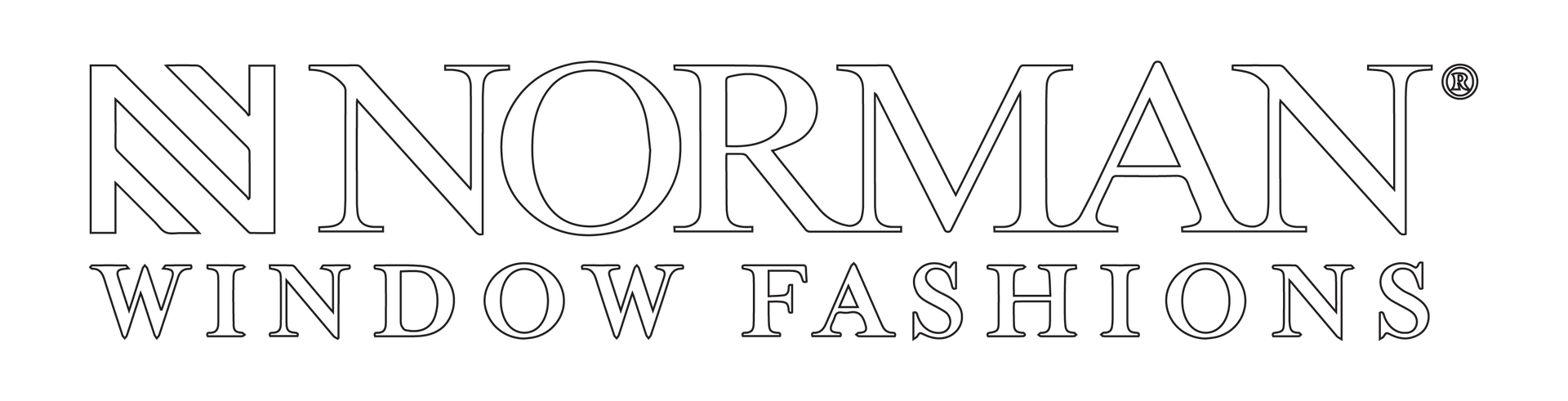 NORMAN Window Fashions logo in gray text on a white background