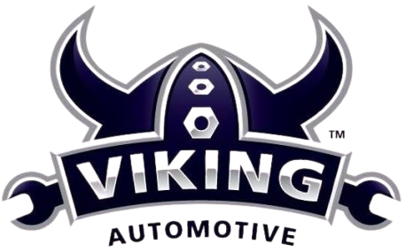 Viking Automotive logo with a dark blue Viking helmet and bold white text