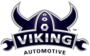 Viking Automotive logo with a dark blue Viking helmet and bold white text