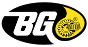 BG logo with bold black letters and a yellow gear icon