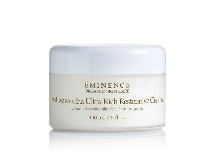 Jar of Eminence Ashwagandha Ultra-Rich Restorative Cream, white label on a white background.