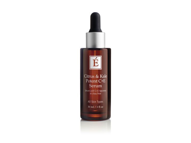 Brown bottle of Eltinge & Kale Plant Cell Serum with a dropper.