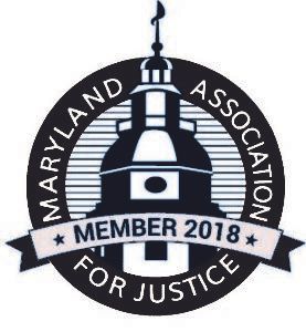 Maryland Association for Justice logo with white dome and banner reading “Member 2018”