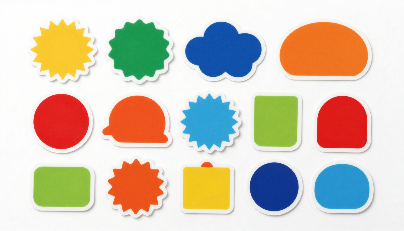 Side by side comparison of vinyl, paper, matte and glossy custom stickers.