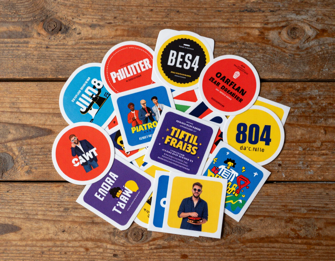 Custom paper stickers in a stack — affordable promotional and event stickers