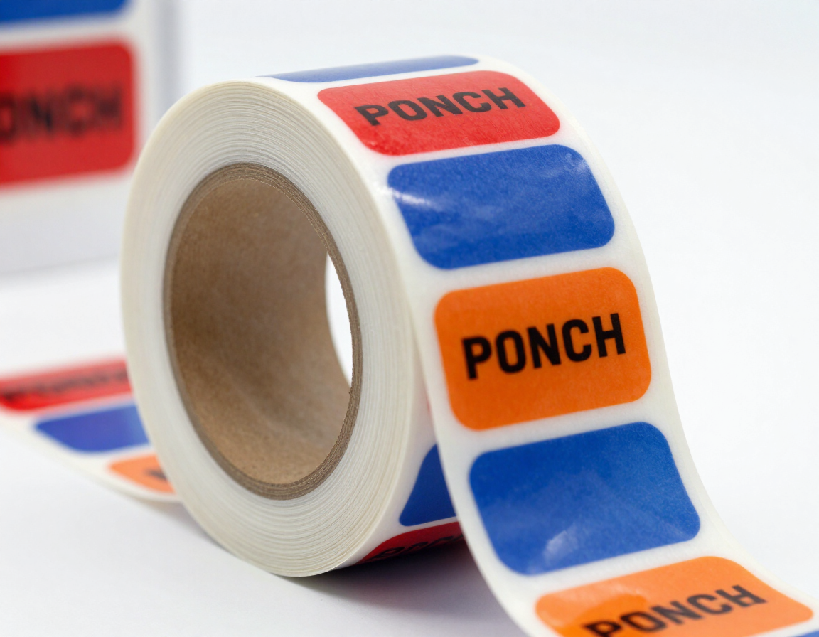 Roll of printed vinyl sticker labels for product branding