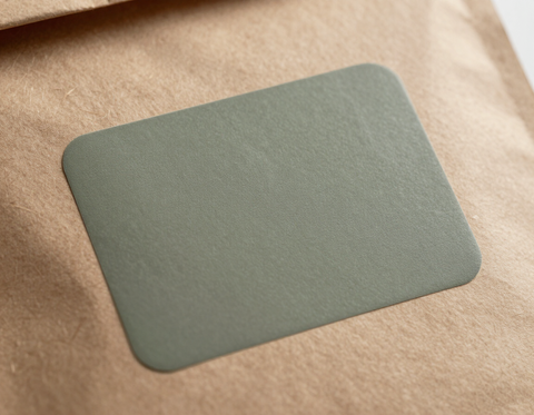 Matte finish custom label sticker on kraft packaging — premium branding