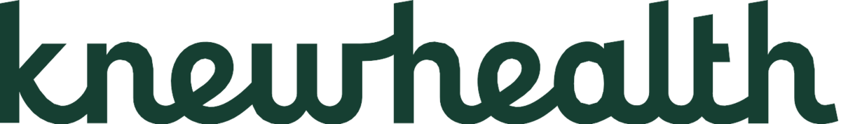 Knew Health logo in dark green lowercase text on a white background