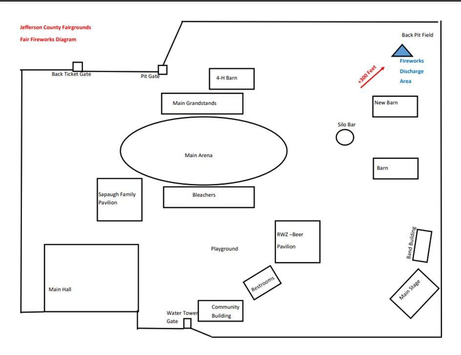 Labeled floor plan of a room layout with furniture, exits, and activity areas.