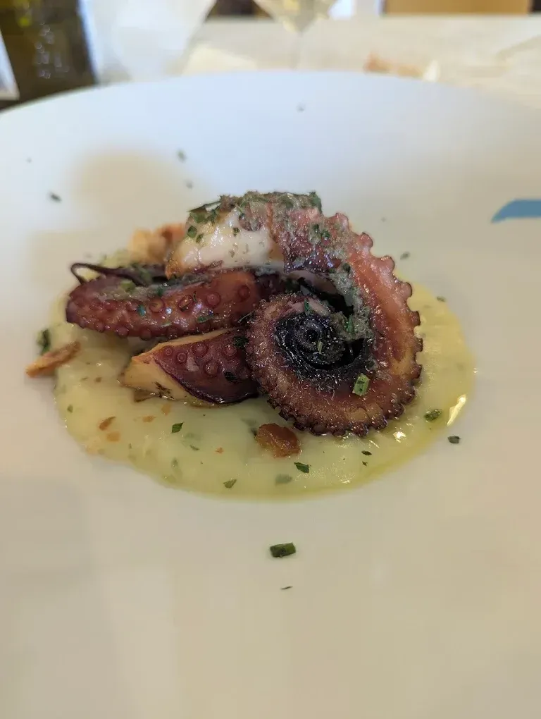 Polpo grigliato su purè di patate