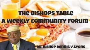 A man in a suit and hat alongside breakfast food with text: