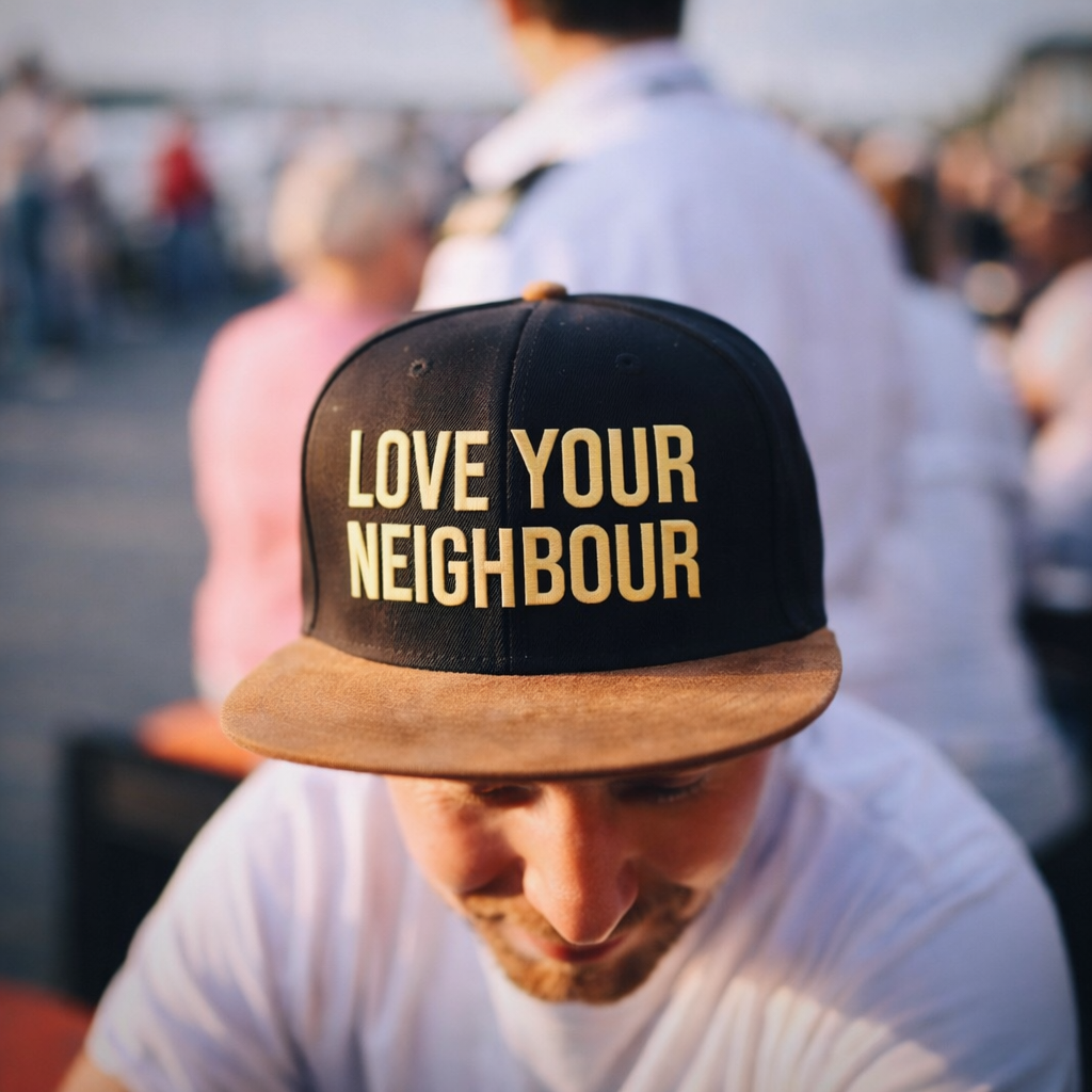 Person wearing a black cap with