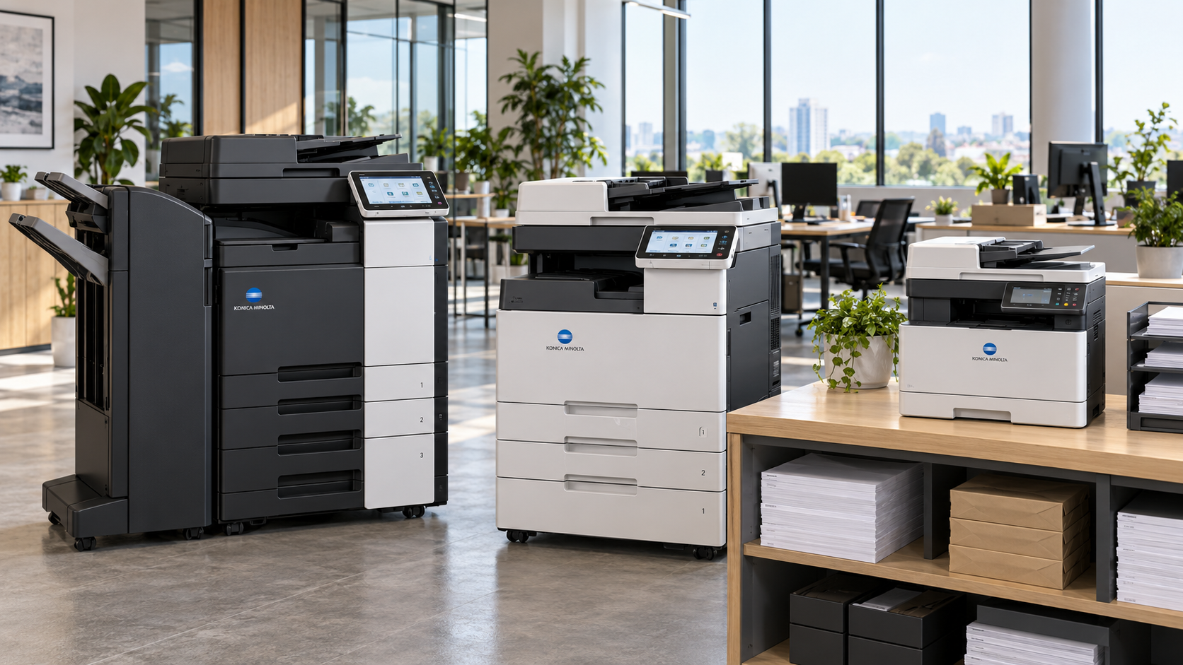 Konica Minolta copiers in an office environment