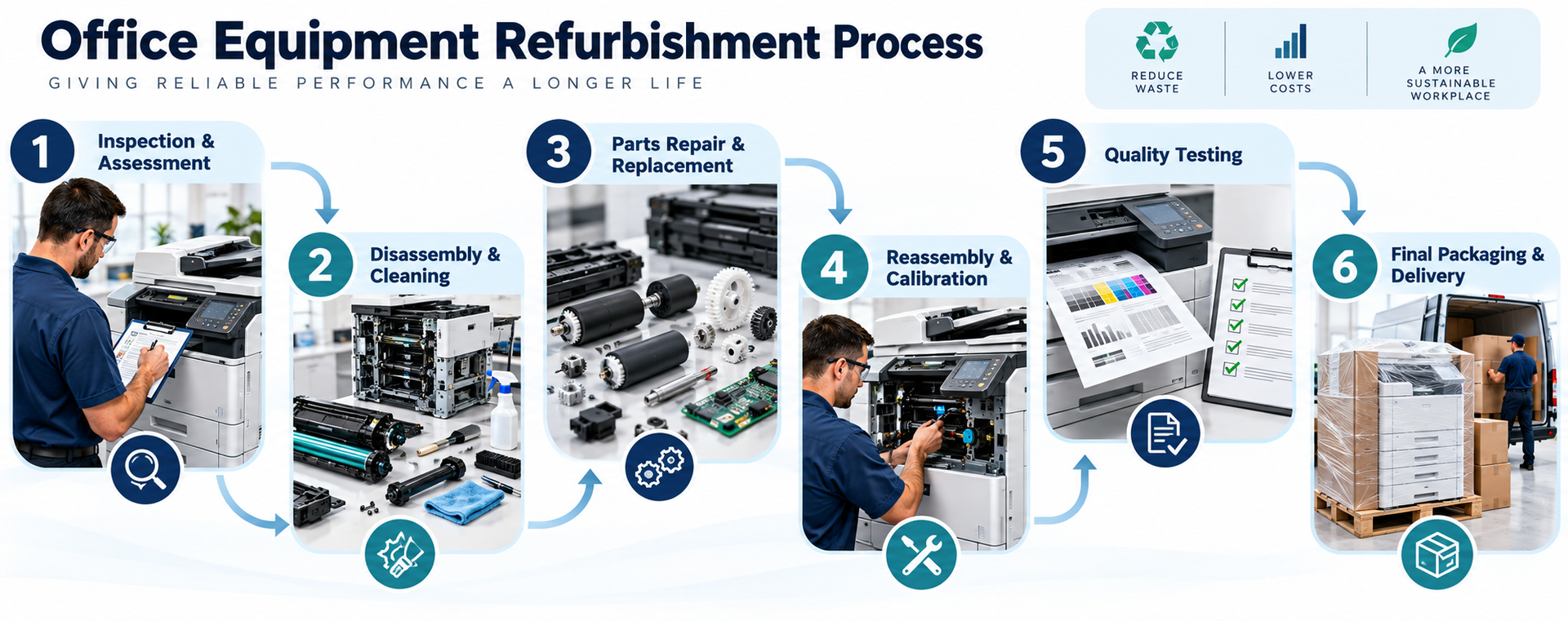 Office equipment refurbishment process diagram