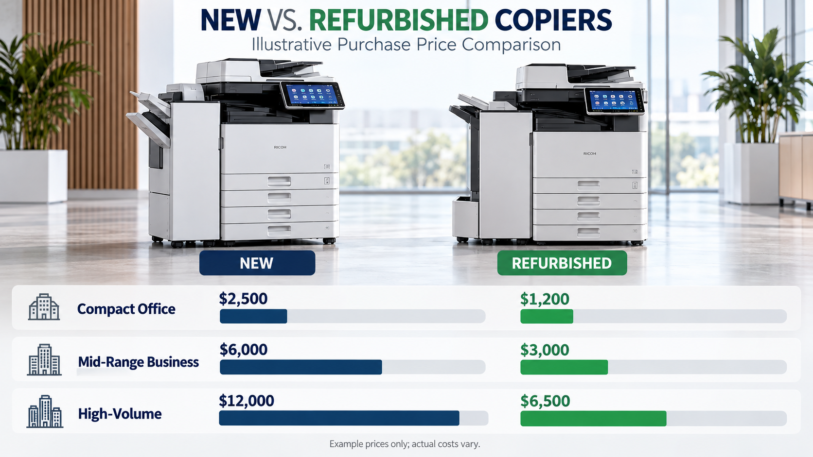 Cost comparison chart for copiers