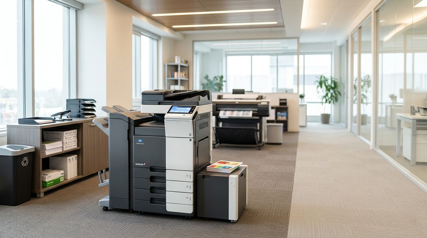 Used Konica Minolta copiers in an office