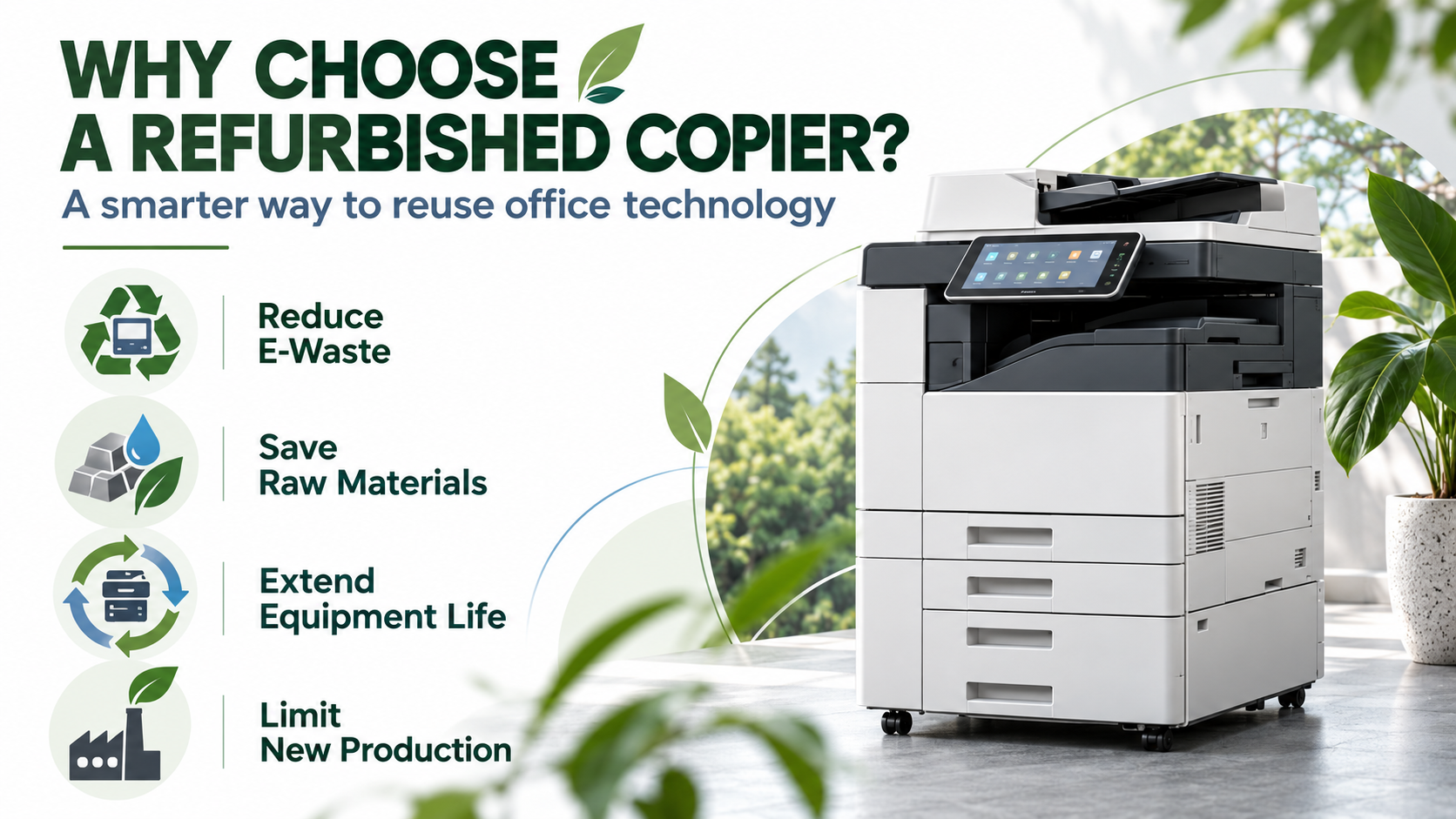 Environmental benefits of refurbished copiers infographic