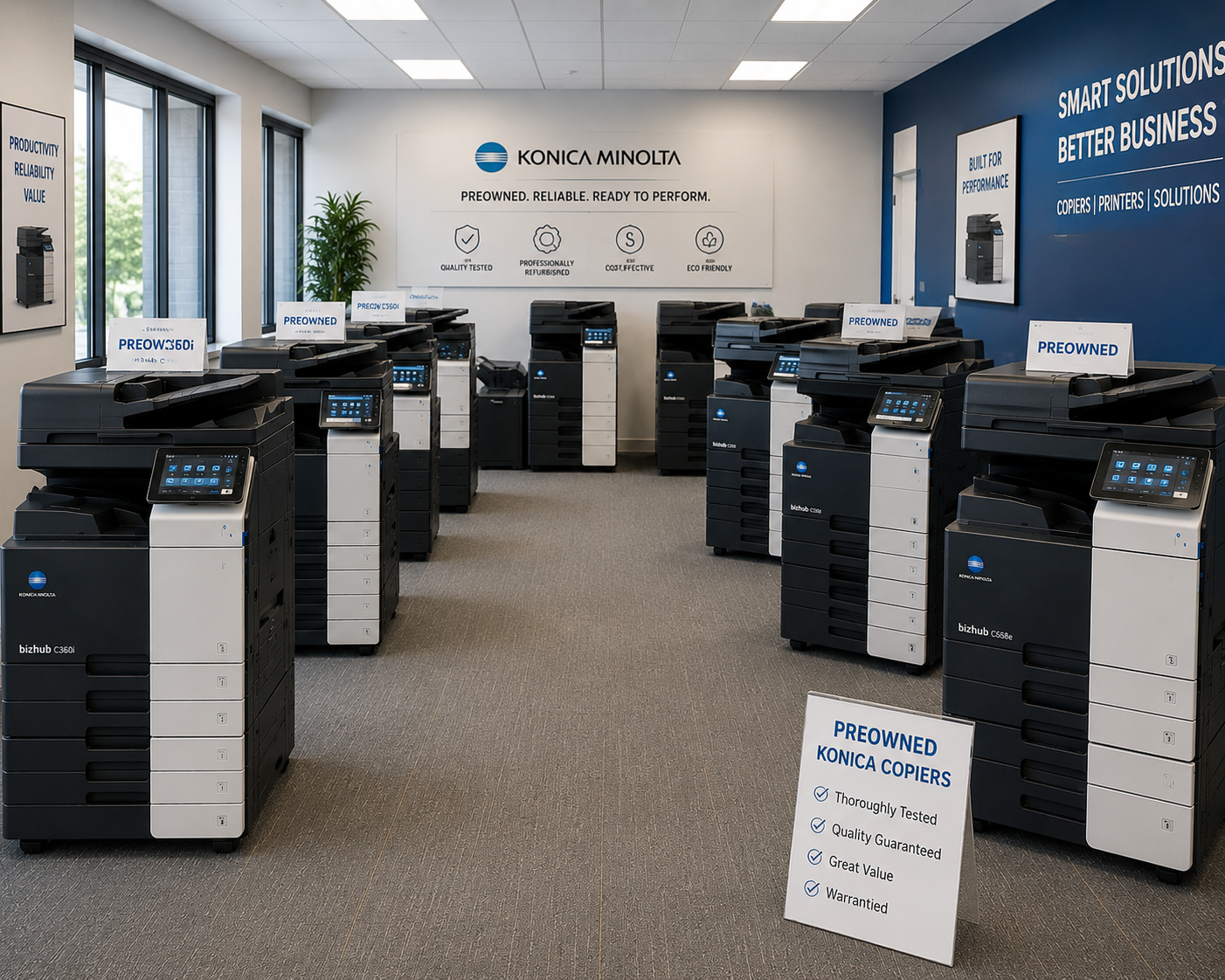 Preowned Konica copier dealer showroom