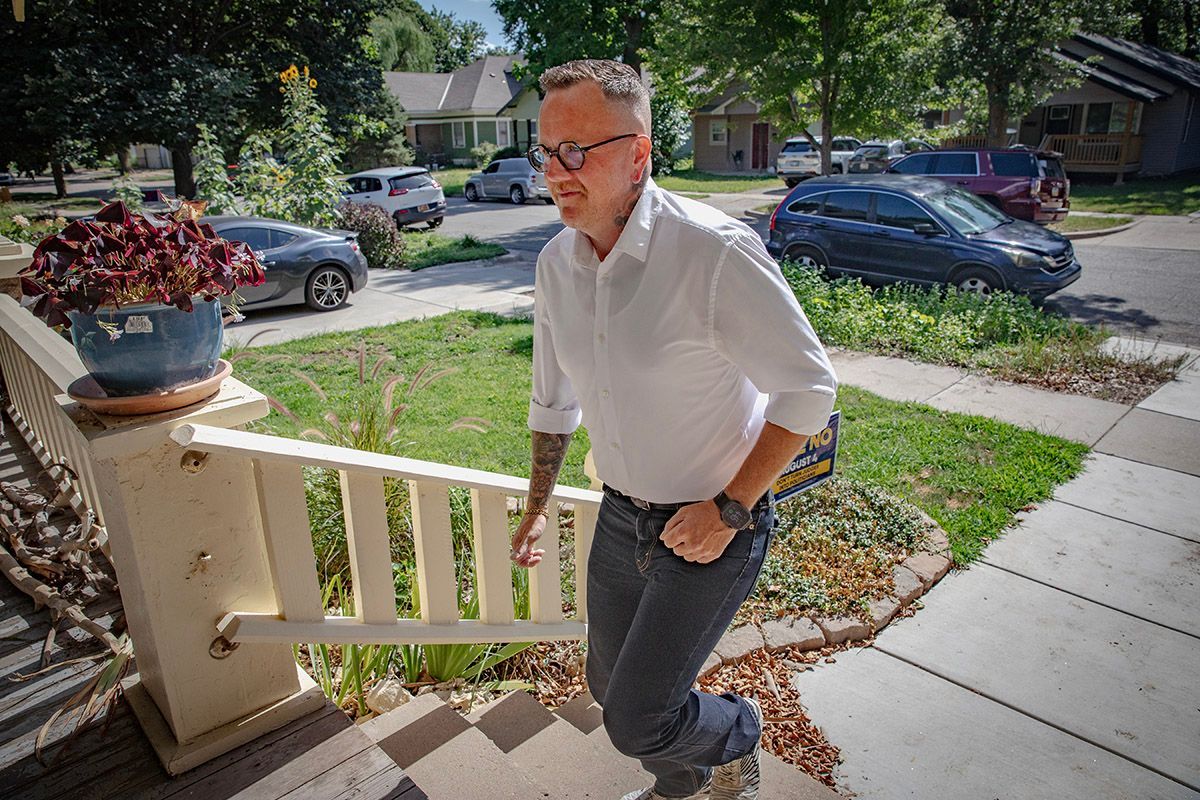 Senator Silas Miller knocking on doors in District 25