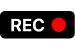 Black “REC” indicator with a red recording dot on a black background