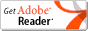 Adobe Reader download button with red Acrobat logo and white text on a gray background