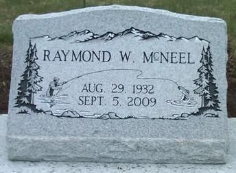 Gray granite gravestone engraved “Raymond W. McNeel,” with dates Aug. 29, 1932 and Sept. 5, 2009.