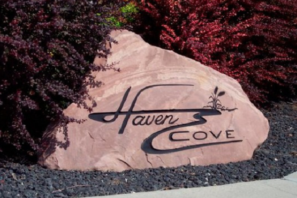 Stone sign reading 