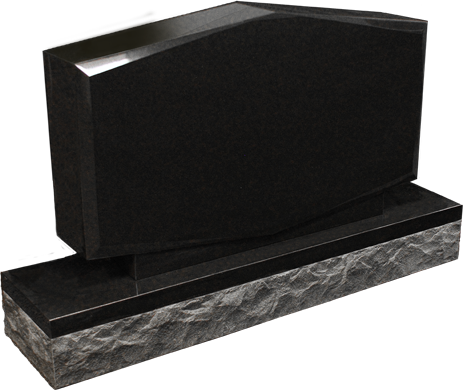 Black granite memorial plaque on a matching stone base with a blank central face