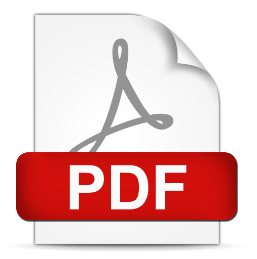 PDF-Dokumentsymbol mit rotem Banner und den weißen Buchstaben „PDF“.