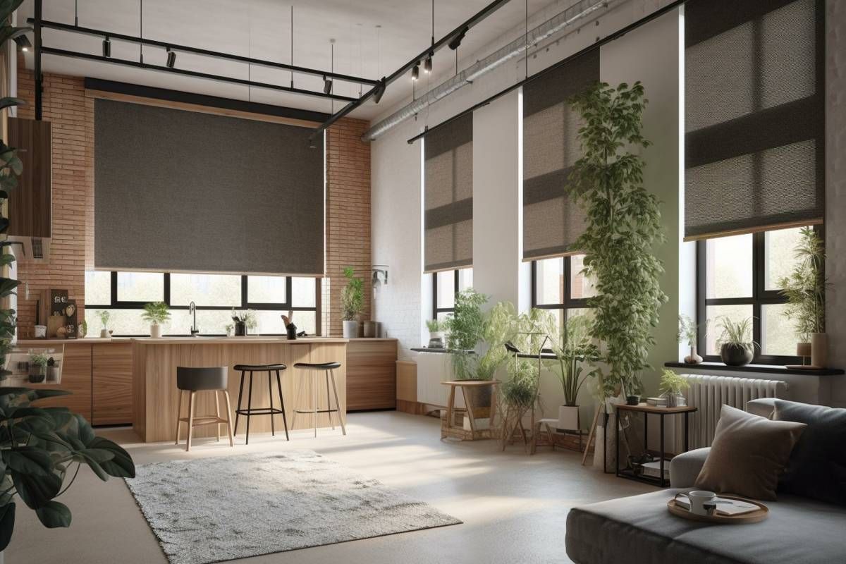 A modern kitchen near Haddon Heights, NJ, featuring window shades during the day